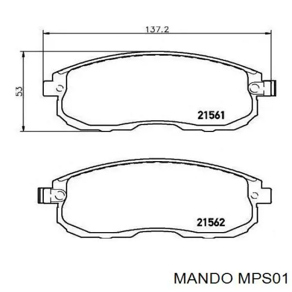 MPS01 Mando колодки тормозные передние дисковые