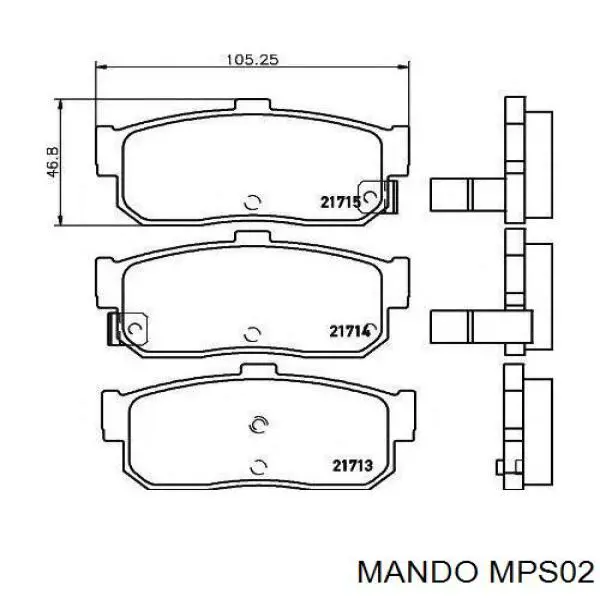 MPS02 Mando задние тормозные колодки