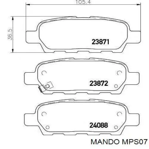 Задние тормозные колодки MPS07 Mando