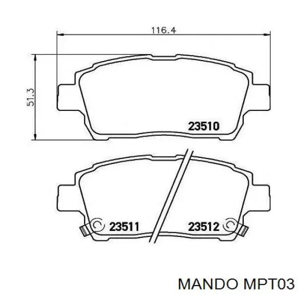 MPT03 Mando передние тормозные колодки
