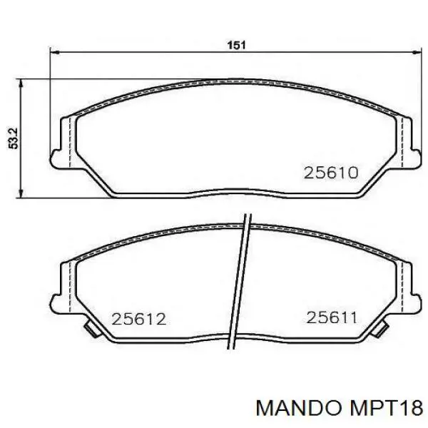 Передние тормозные колодки MPT18 Mando