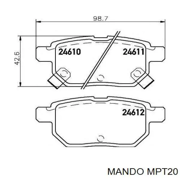 Задние тормозные колодки MPT20 Mando