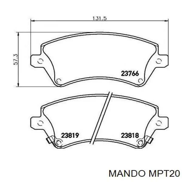 Купить MPT20 Mando Колодки тормозные задние, дисковые
