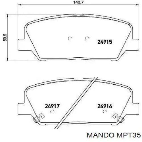 Задние тормозные колодки MPT35 Mando