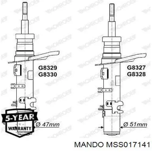 Амортизатор передний правый MSS017141 Mando