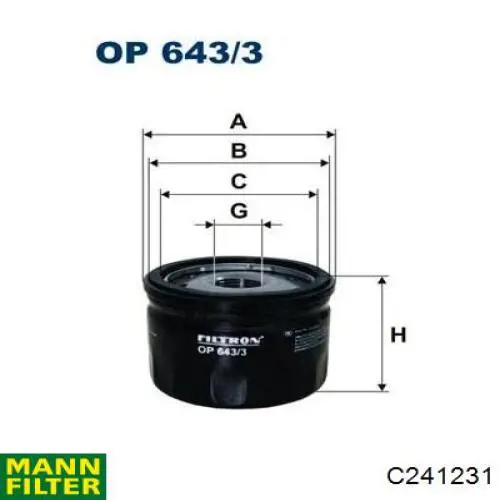 C241231 Mann-Filter Воздушный фильтр двигателя