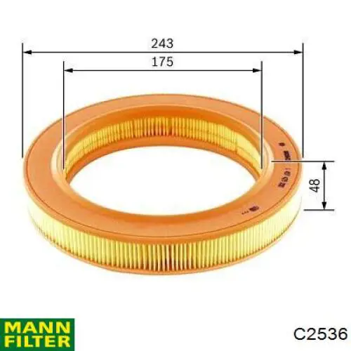Элемент воздушного фильтра Mann-Filter C2536 цена, от 5.04 USD