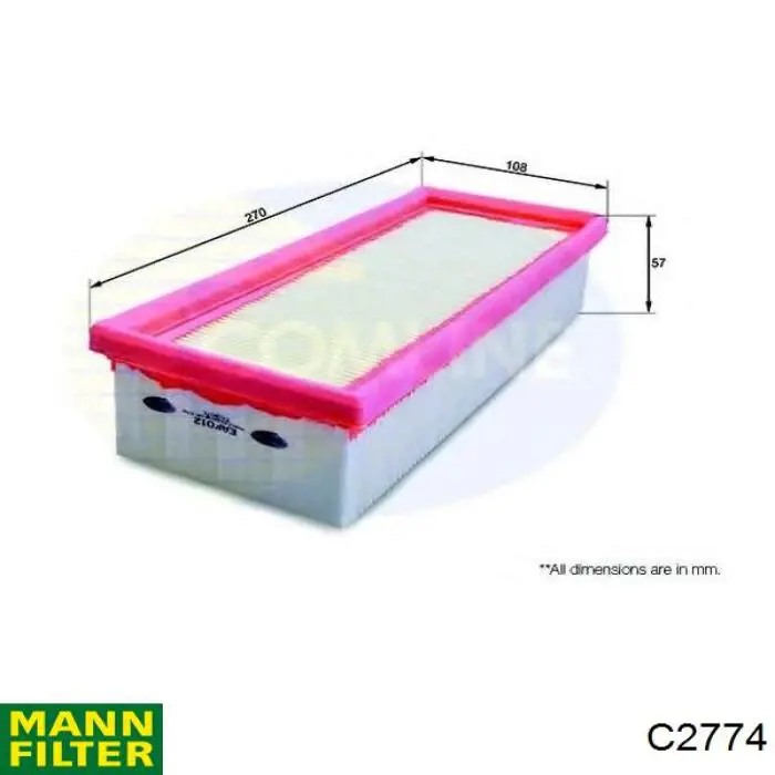 Элемент воздушного фильтра Mann-Filter C2774 цена, от 4.22 USD