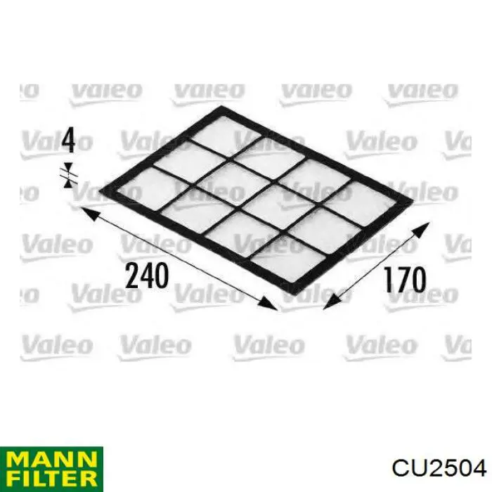 Filtro de habitáculo CU2504 Mann-Filter
