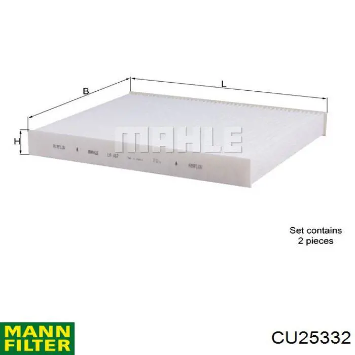 Фильтр воздушный отопителя Mann-Filter CU25332 цена, от 50.18 USD