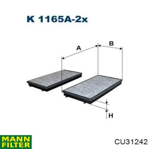 Фильтр салона CU31242 Mann-Filter