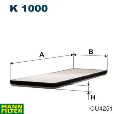 Фильтр салона CU4251 Mann-Filter