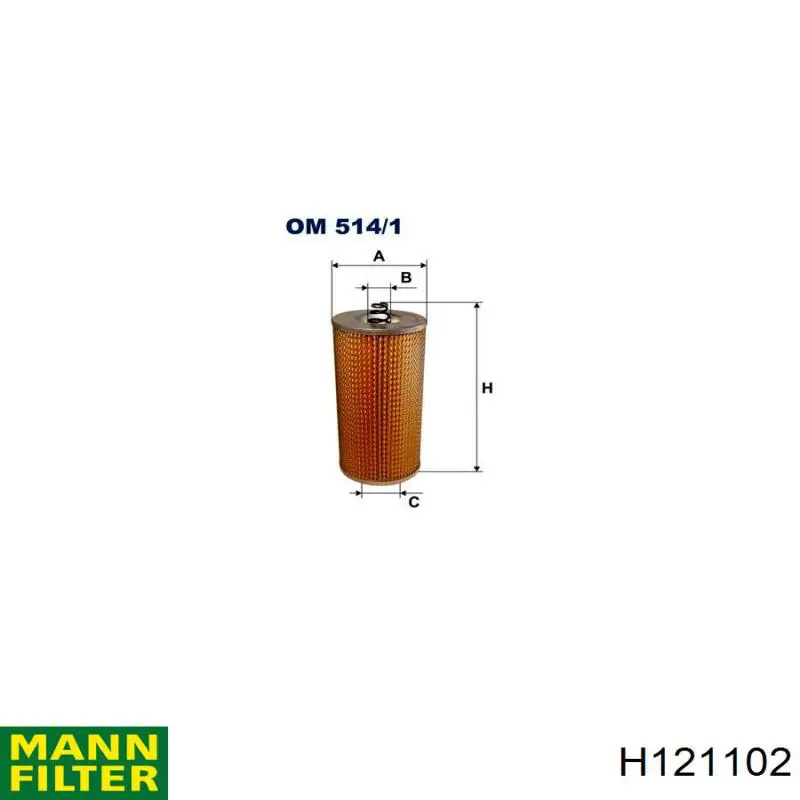 Filtro de aceite H121102 Mann-Filter