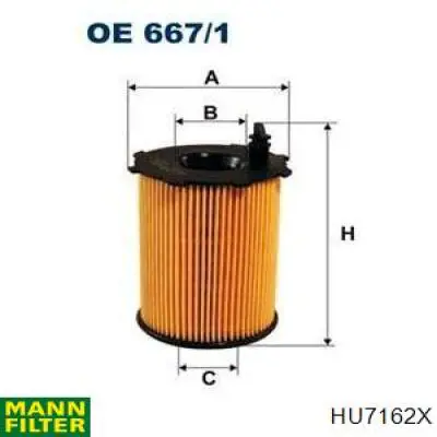 HU7162X MANN Filtro de aceite original y equivalente