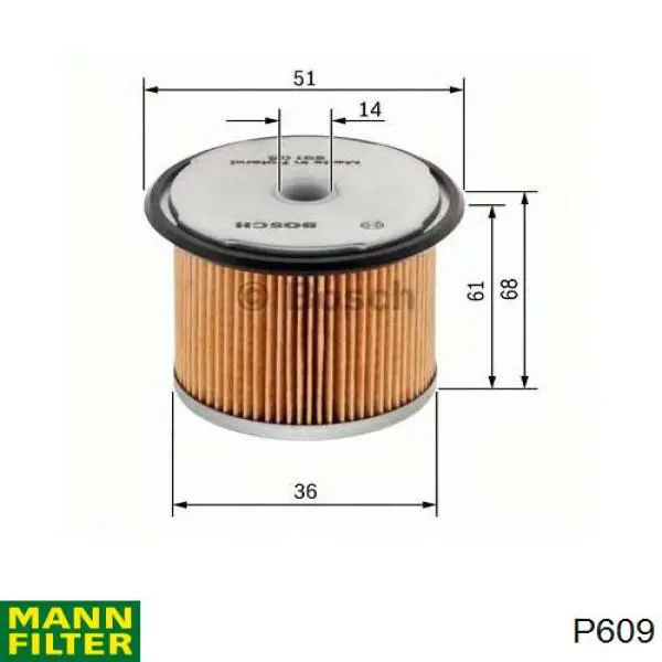 Топливный фильтр P609 Mann-Filter