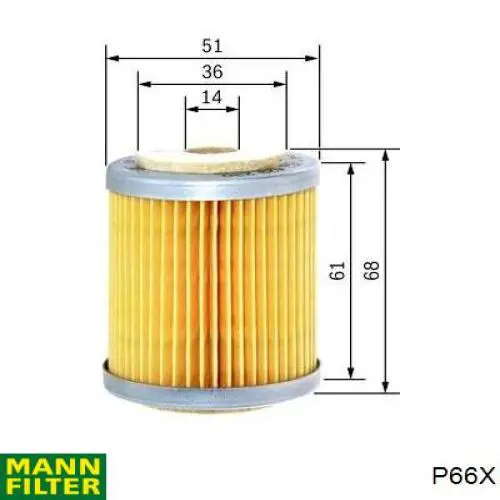 Фильтр тонкой очистки топлива Mann-Filter P66X цена, от 17.08 USD