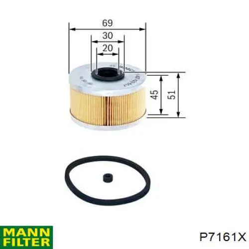 Топливный фильтр P7161X Mann-Filter