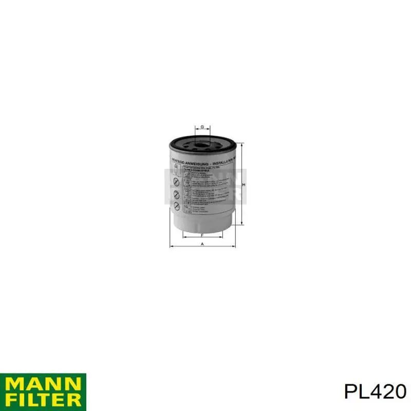 Купить PL420 Mann-Filter Фильтр-отстойник топлива грубой очистки