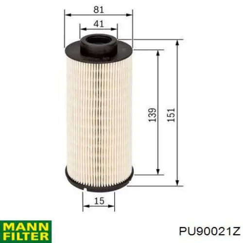 PU90021Z Mann-Filter filtro de combustível