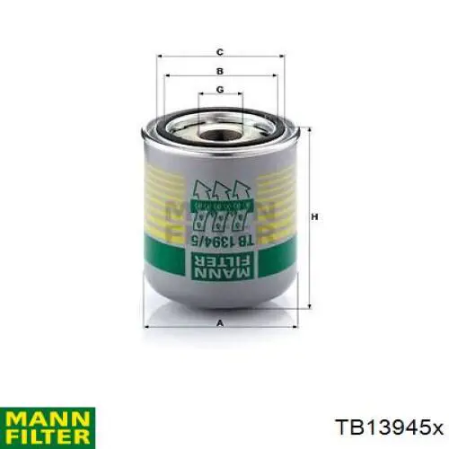 Фильтр осушителя воздуха (влагомаслоотделителя) (TRUCK) Mann-Filter TB13945X
