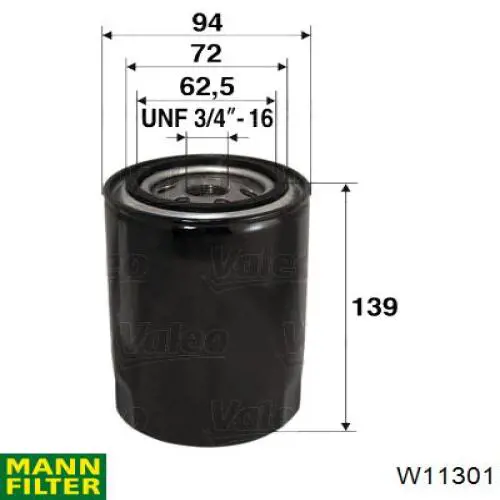 Filtro de aceite W11301 Mann-Filter