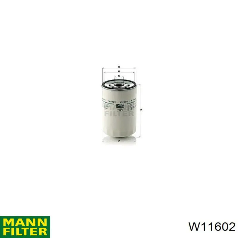 Filtro de aceite W11602 Mann-Filter