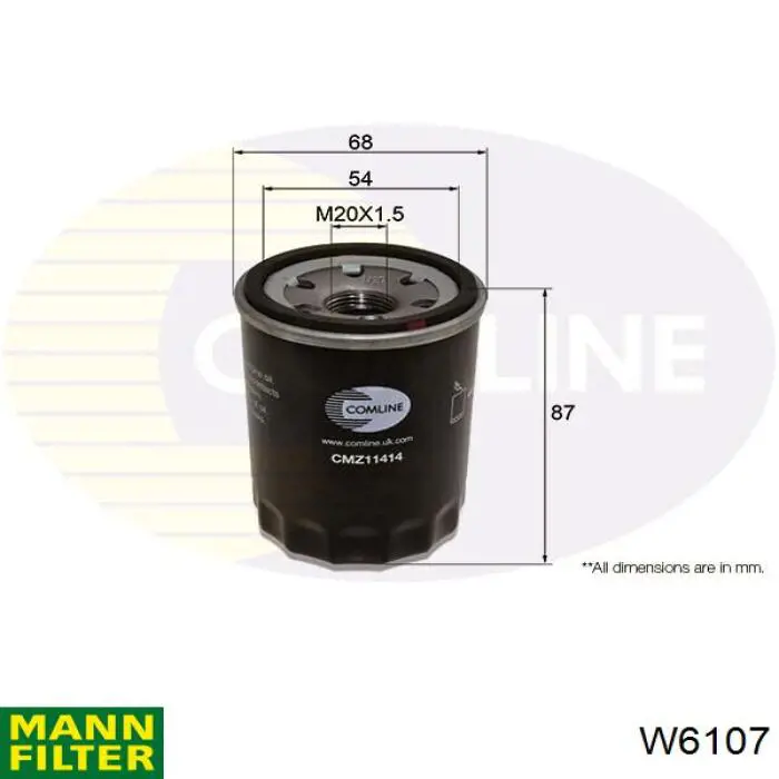 Filtro de aceite W6107 Mann-Filter