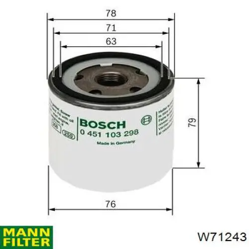 Filtro de aceite W71243 Mann-Filter