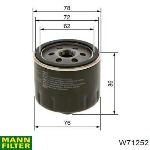 Масляный фильтр W71252 Mann-Filter
