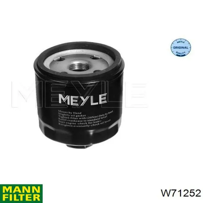 Filtro de aceite W71252 Mann-Filter