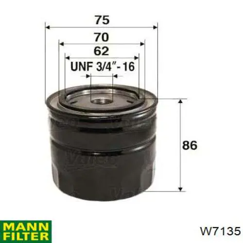 Фільтр масляний W7135 Mann-Filter