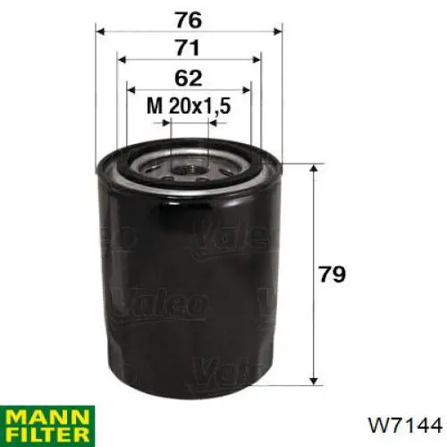 Filtro de aceite W7144 Mann-Filter