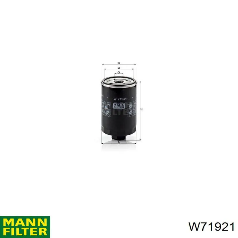 Filtro de aceite W71921 Mann-Filter