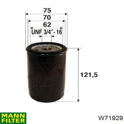 W71929 Mann-Filter масляный фильтр