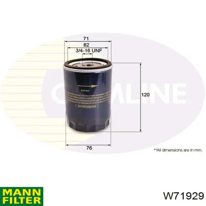 Фильтр очистки масла центробежный Mann-Filter W71929 цена, от 8.95 USD
