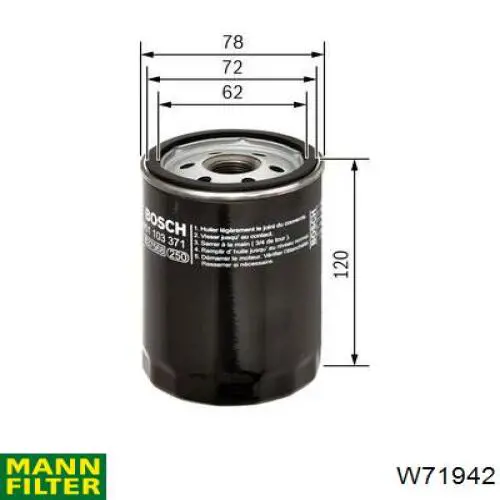 W71942 Mann-Filter масляный фильтр