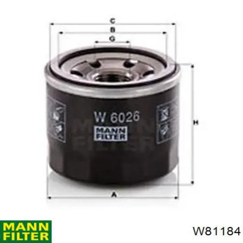 Filtro de aceite W81184 Mann-Filter