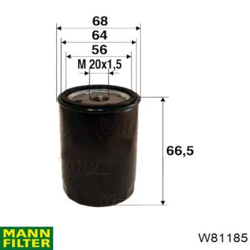 Filtro de aceite W81185 Mann-Filter