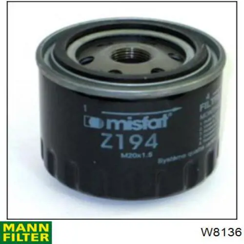 W8136 Mann-Filter Масляный фильтр двигателя