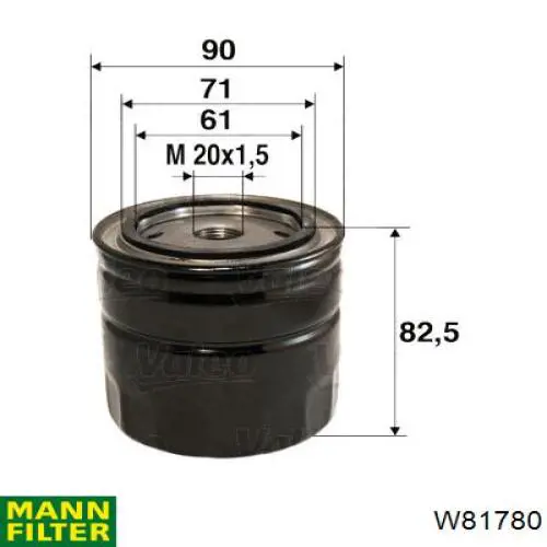 Filtro de aceite W81780 Mann-Filter