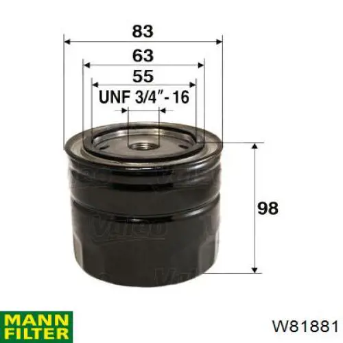 Filtro de aceite W81881 Mann-Filter