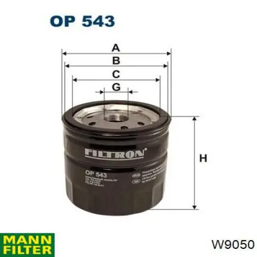 Filtro de aceite W9050 Mann-Filter