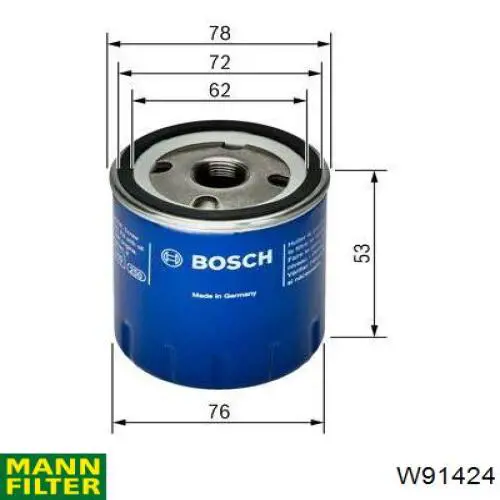 Фильтр очистки масла центробежный Mann-Filter W91424 цена, от 4.31 USD