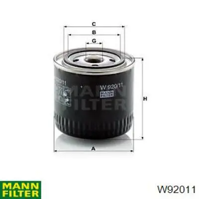 Filtro de aceite W92011 Mann-Filter
