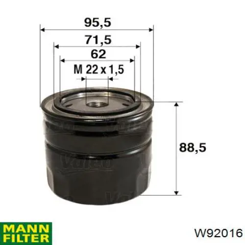 Filtro de aceite W92016 Mann-Filter