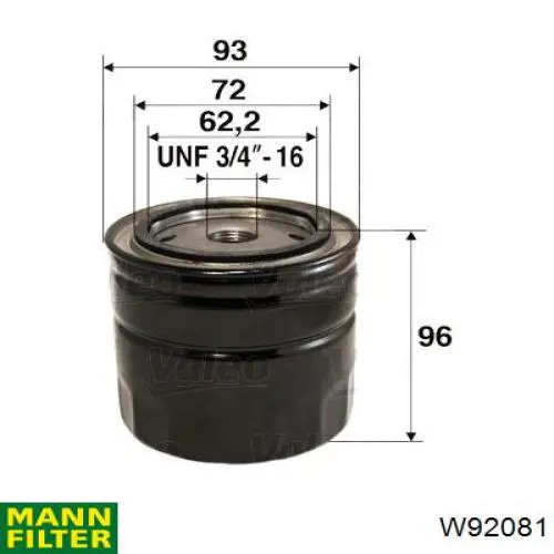 W92081 Mann-Filter масляный фильтр