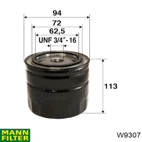 Фильтр очистки масла центробежный Mann-Filter W9307 цена, от 6.30 USD