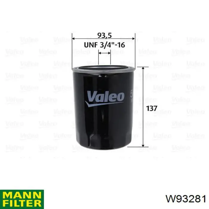 Фильтр масла Mann-Filter W93281