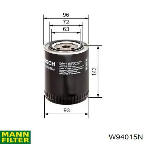 Фильтр очистки масла центробежный Mann-Filter W94015N цена, от 6.89 USD