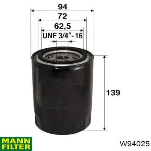 Масляный фильтр W94025 Mann-Filter